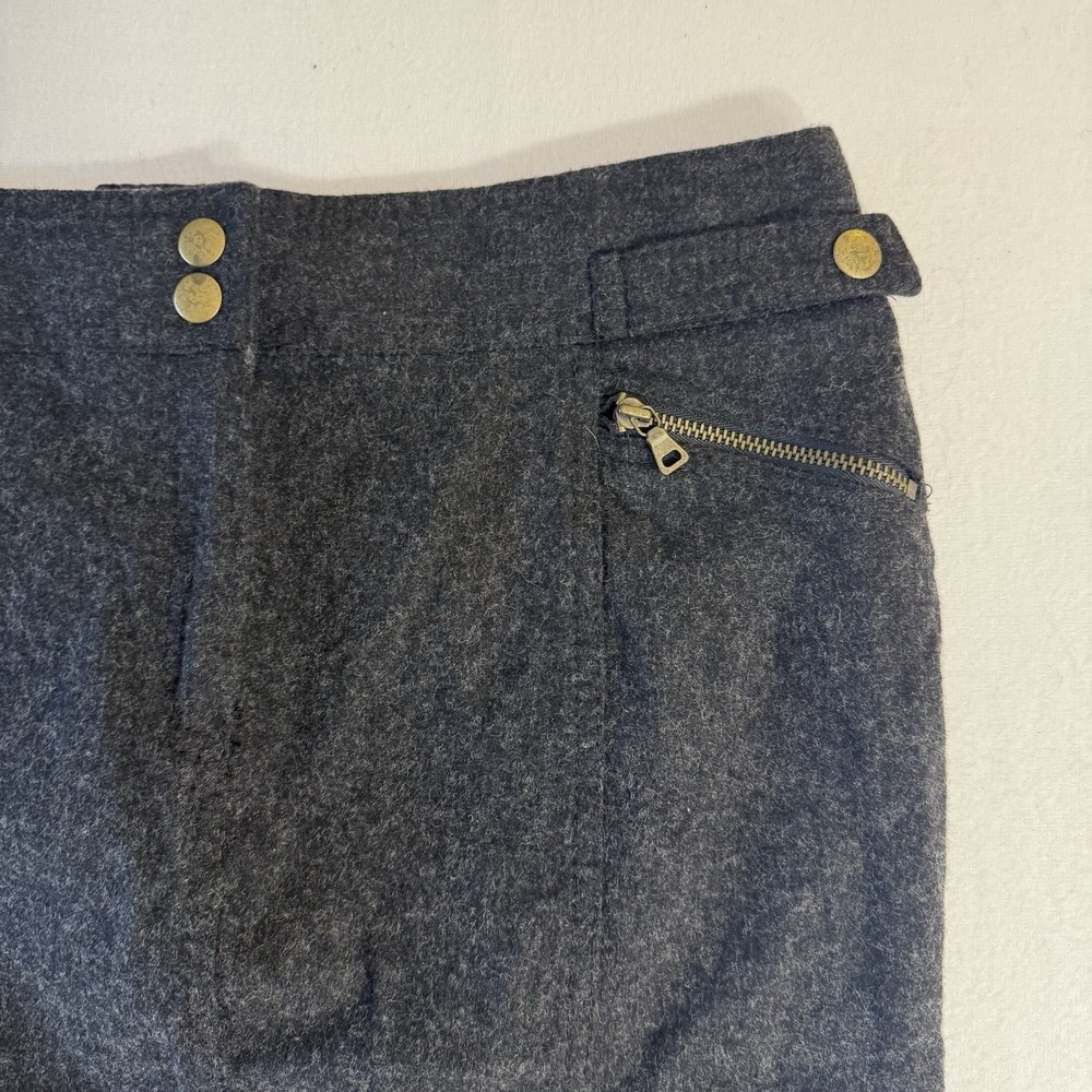 Express Women's Skirt Gray Wool Blend Size 6 Pencil Gold Button Zip Detail - Picture 4 of 10